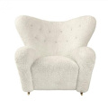 European Style Luxury Living Room One Seater Sofa Chair Teddy Fabric Accent Chair Modern